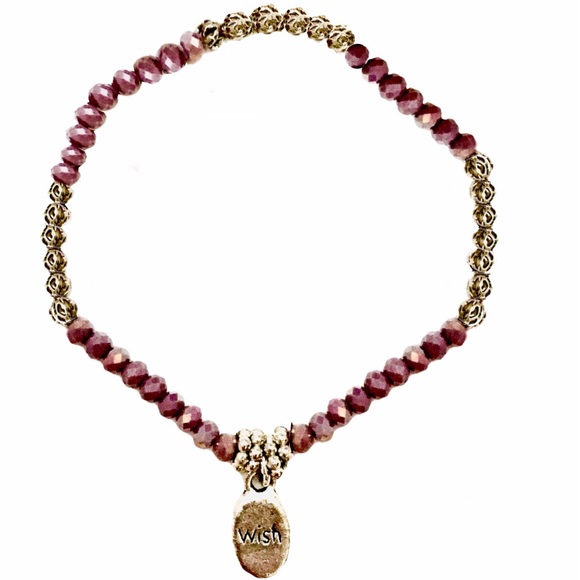 Handmade Beaded Stretch Bracelets w/ Silver Message Charms, 4 Total, O/S, New - Picture 5 of 11